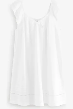 Next V-Neck Ruffle Sleeve Mini Dress with Linen46lille