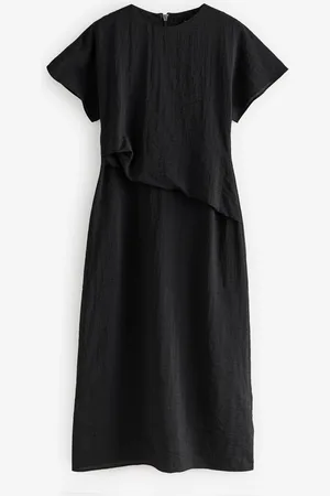 Next Short Sleeve Drape Detail Midi Dress36 Høj