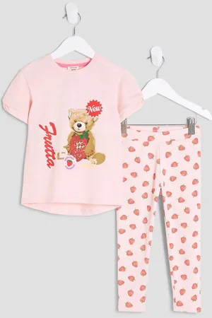 River Island Girls Strawberry Bear Top & Leggings Set8692cm