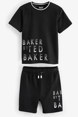 Ted Baker 100% Cotton Graphic Black T-Shirt and Shorts Set3 - 4 år (98 - 104cm)