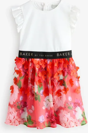 Ted Baker Red Foral Pleated Mockable Dress8 år ( 128 cm)