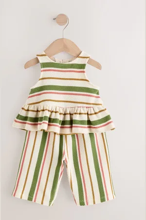 Next Peplum 100% Cotton Top and Wide Trouser Set (3mths-7yrs)9298cm