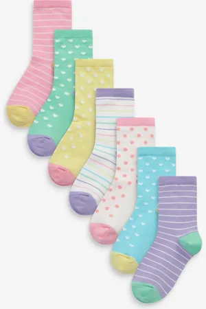 Next 7 Pack Cotton Rich Spot Stripe Ankle SocksUK 3 - 5.5 Jnr.