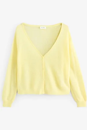 American Vintage Yellow Dumy Long Sleeve V-Neck Cardiganmedium