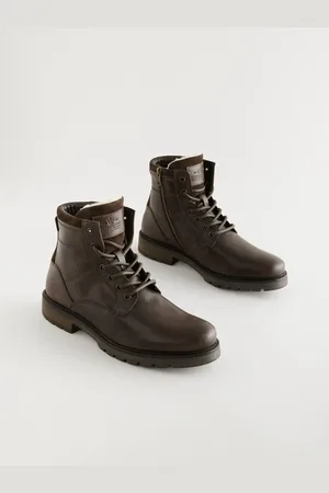 Next Læder Zip Up Teddystof Foret Støvler