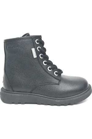 Toezone August All Leather Side Zip and Lace Black Boots