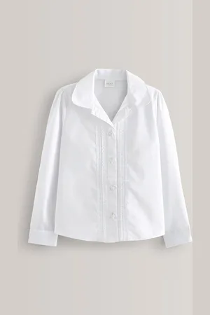 Next Langærmet skolebluse med blonder (3-14år)3 år (98cm)