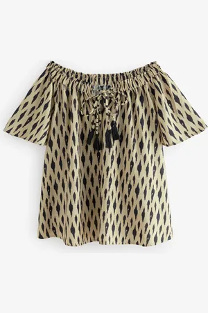 Next Kortærmet Slips Neck Bardot Top Med Hør52