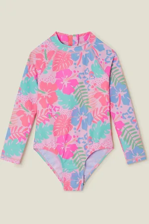 Accessorize Girls Tropical Long Sleeve Swimsuit122128cm