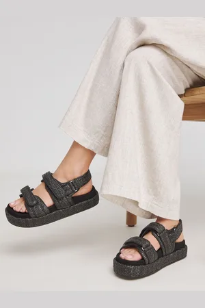 Simply Be Raffia Chunky Footbed Sandals In Wide Fiteu37