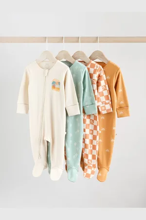 Next Baby Two Way Zip 100% Cotton Sleepsuits 4 Pack (0mths-2yrs)7480cm