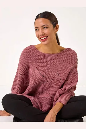Roman Pointelle Detail Knit Poncho40