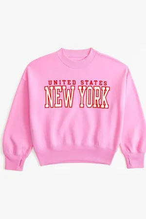 Abercrombie & Fitch Pink New York Applique Crew Sweatshirt11 - 12 år (146 - 152cm)