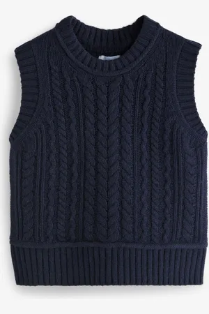 Next 100% Lambswool Premium Sleeveless Cable Knitted Jumper Tank Vest TopM Reg