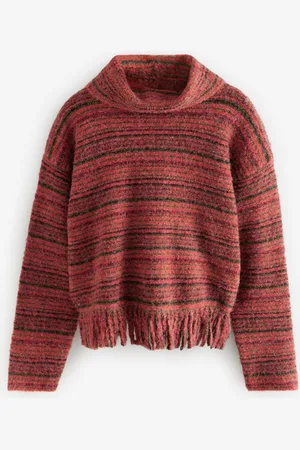 Next Fringe Spacedye High Roll Neck Knitted Jumper with WoolS Reg