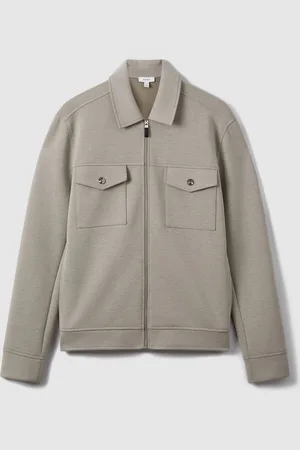 Reiss Medina Zipped Interlock-Jersey OvershirtM
