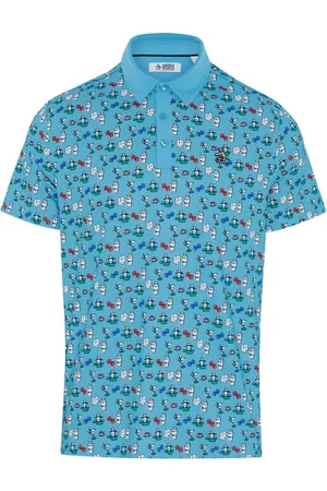 Original Penguin Blue Cocktail and Cards Novelty Print Polo ShirtXL