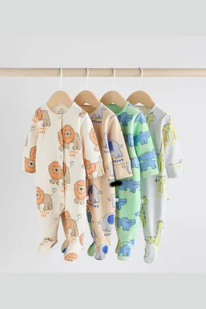 Next 4 Pack Animal Baby 100% Cotton Sleepsuits (0mths-2yrs)8086cm