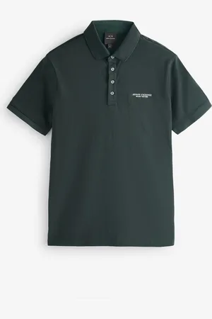 Armani Exchange Green Text Logo 100% Cotton Polo ShirtM