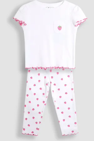 JoJo Maman Bébé 100% Cotton Strawberry Embroidered Rib Pyjamas8086cm