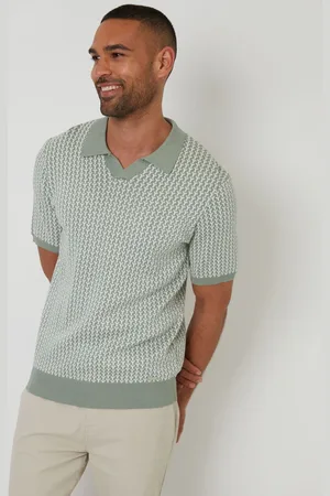 Threadbare Jacquard Geo Trophy Neck Knitted Polo ShirtX-Large