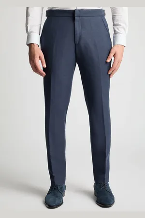 Remus Tapered Fit Linen-Blend Formal Trousers34r