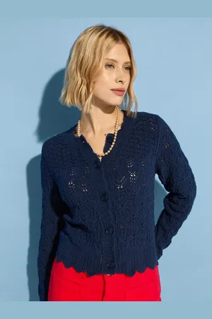 Baukjen Blå Ursula Ecotec Hæklet Cardigan40