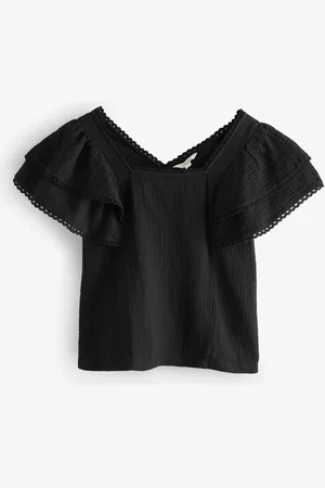 Laura Ashley Ruffle Sleeve 100% Cotton Top with Lace Trims48