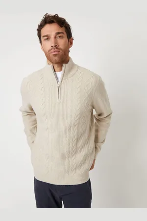 Threadbare Cable Knit Detail Quarter Zip JumperL