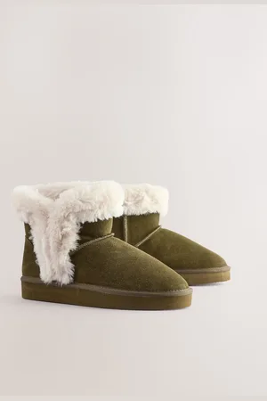Next Faux Fur Lined Suede Boot Slippers