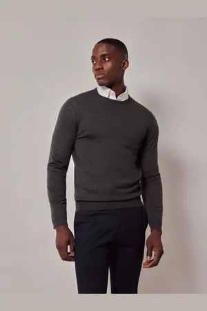 Hawes & Curtis Grøn Rund hals Merino TrøjeXL