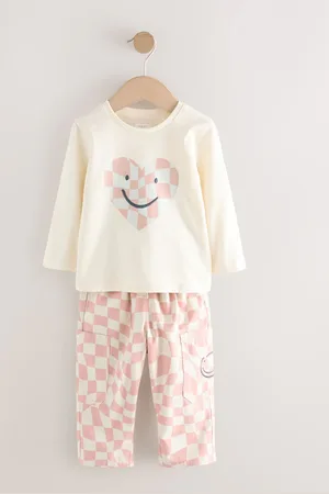 Next 100% Cotton Trousers & Long Sleeve T-Shirt Set (3mths-7yrs)98104cm