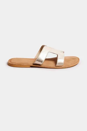 Long Tall Sally Tan Leather Cut Out Mule Sandals In Standard Fit
