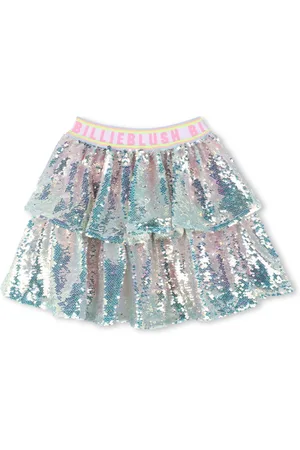 Billieblush Silver Iridescent Sequin Rara Party Skirt With Logo Waistband12 år (152cm)