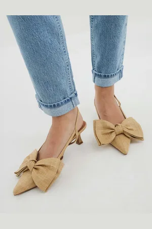 River Island Wide Fit Sling Back Bow Heeled Court Shoeseu39