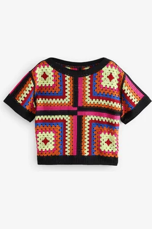 Next Short Sleeve Crochet Crew Neck T-Shirtxsmall