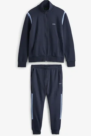HUGO BOSS Stripe Insert Stretch Zip Neck 100% Cotton Sweatshirt and Joggers Tracksuit Set2XL