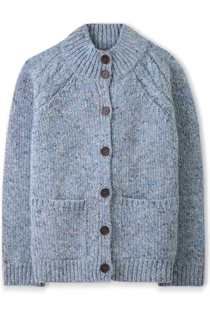 CELTIC & CO. Blue Donegal Funnel Neck Cardiganmedium