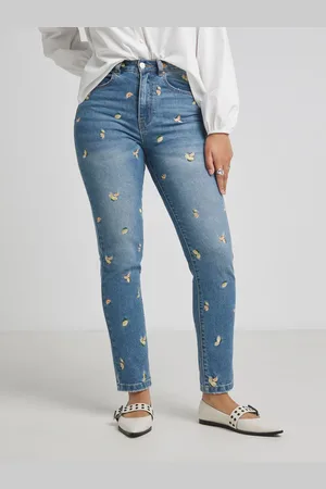 Simply Be Slim Fruit Embroidered Mom Jeans48