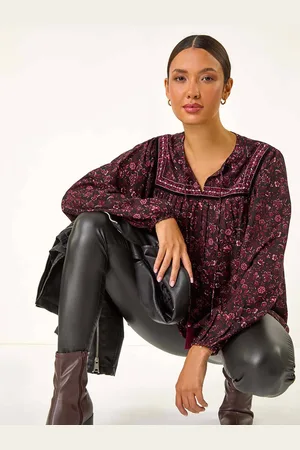 Roman Floral Print Tie Front Top40