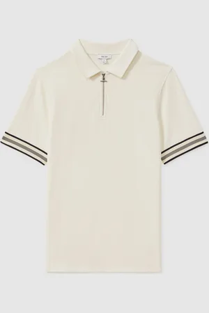 Reiss Bristol Textured Contrast Trim Half-Zip Polo ShirtS