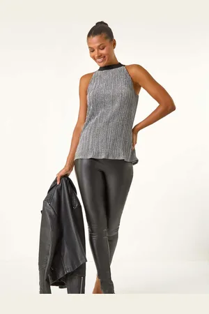 Roman Glitter Plisse Halter Neck Top42