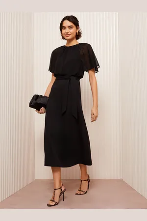Friends Like These Scuba Chiffon Flutter Sleeve Midi Kjole44