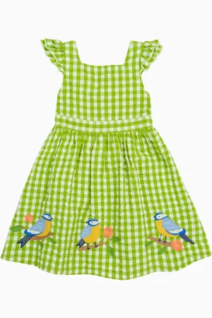 Frugi Green Gingham Bird Dress122128cm