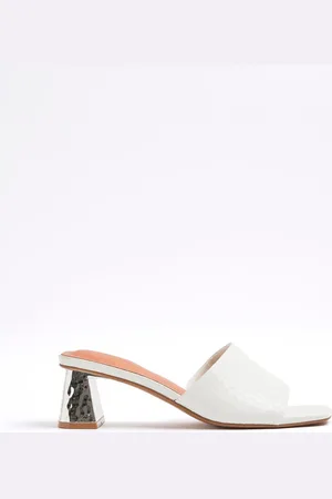 River Island Textured Block Heel Mules