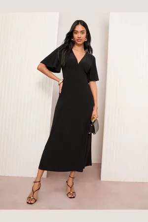 Friends Like These V-Neck ITY Flutter Sleeve Midi Dress38