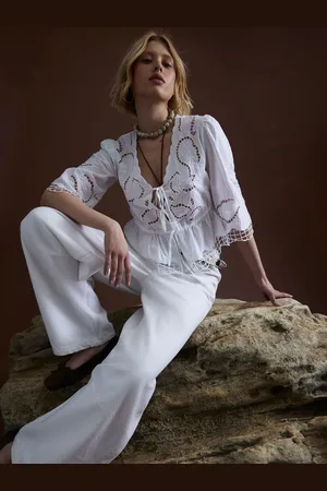 River Island 100% Cotton Long Sleeve Cutwork Top44