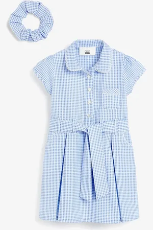 Next 100% Cotton Rich Med bælte School Kjole With Scrunchie (3-14år)11 år (146cm)