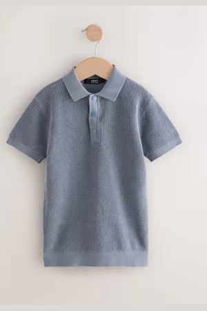 Next 100% Cotton Short Sleeve Knitted Popper Polo Shirt (3-16yrs)16 år (176cm)