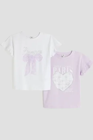 River Island Girls Frill 100% Cotton T-Shirts 2 Pack110116cm